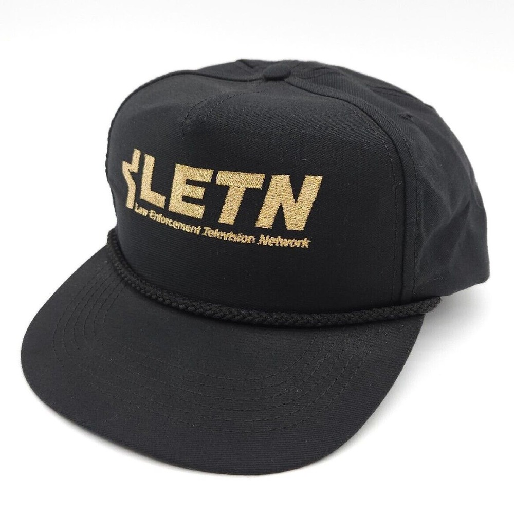 Vintage LETN Law Enforcement Television Network Trucker Hat Strapback‎ Cap Black